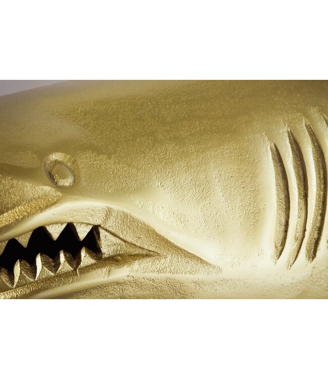 Invicta Interior Maritieme wanddecoratie HAI 105cm goud links metalen handgemaakt haai design sculptuur - 43045