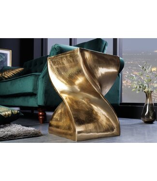 Invicta Interior Sculpturale bijzettafel TWIST 45cm goud aluminium handgemaakte kruk nachtkastje - 42005