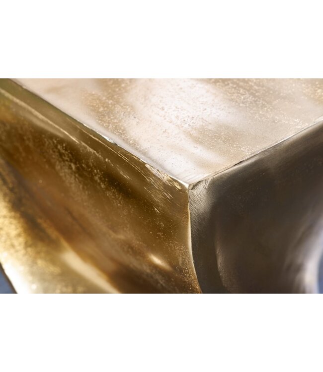 Invicta Interior Sculpturale bijzettafel TWIST 30cm goud aluminium handgemaakte kruk nachtkastje - 42005