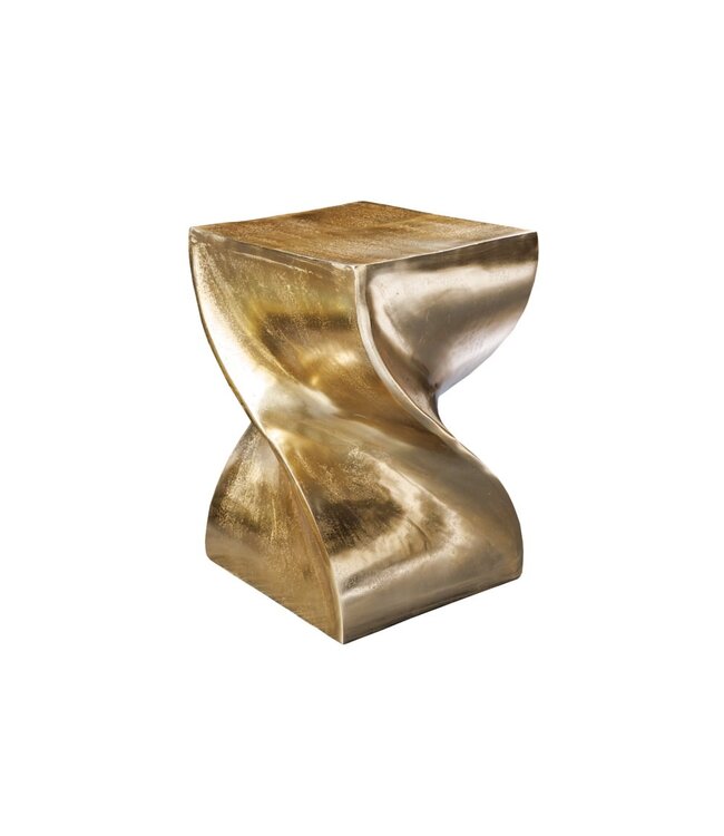 Invicta Interior Sculpturale bijzettafel TWIST 45cm goud aluminium handgemaakte kruk nachtkastje - 42005