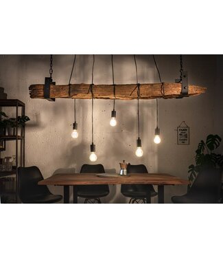 Invicta Interior Industriële hanglamp BARRACUDA 152cm gerecycled massief hout met 5 lampjes - 40080