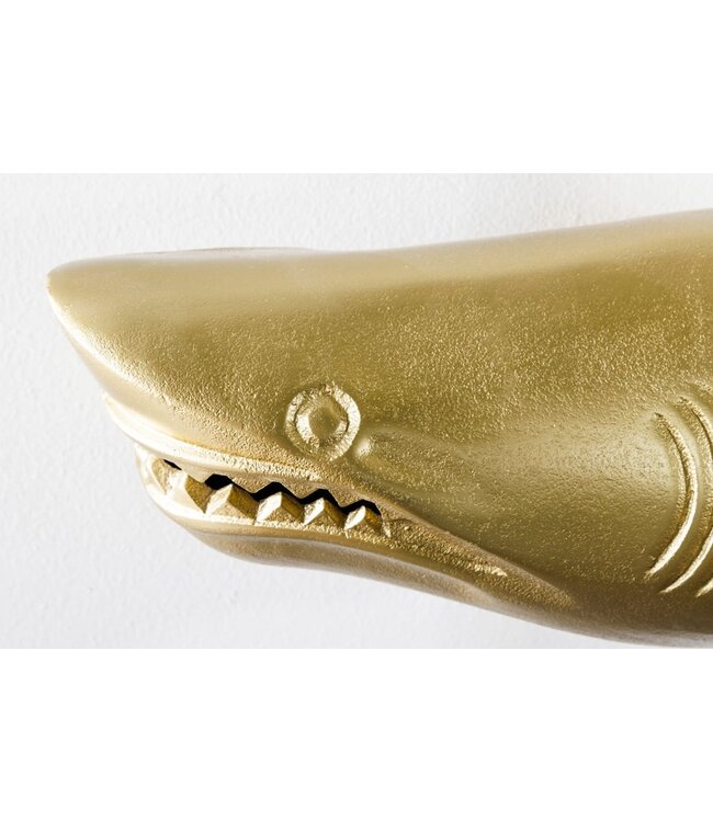 Invicta Interior Maritieme set van 2 wanddecoratie HAIE 68cm goud metalen handgemaakte haai design sculptuur - 42984