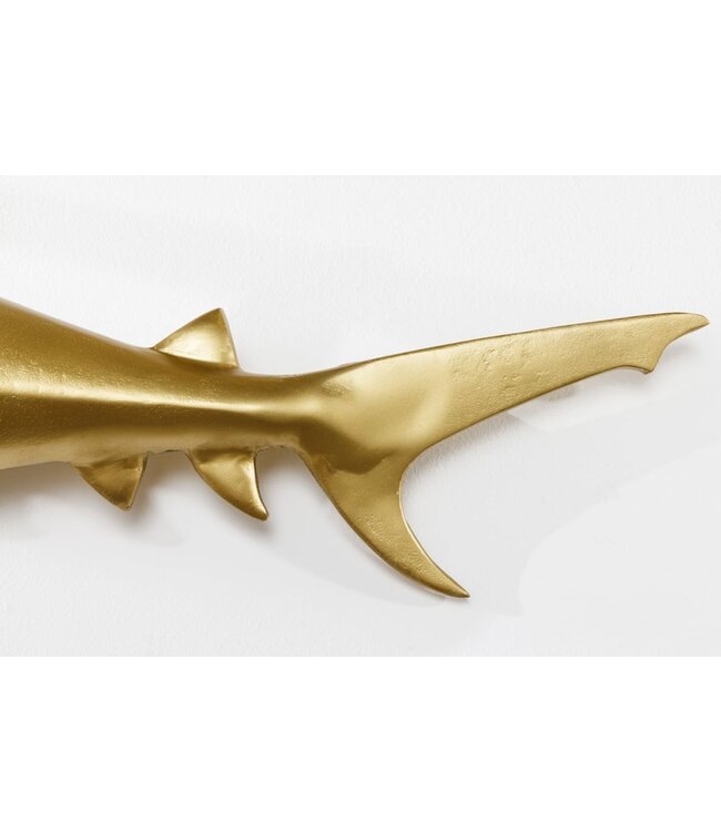 Invicta Interior Maritieme set van 2 wanddecoratie HAIE 68cm goud metalen handgemaakte haai design sculptuur - 42984