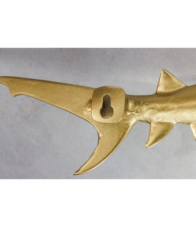 Invicta Interior Maritieme set van 2 wanddecoratie HAIE 68cm goud metalen handgemaakte haai design sculptuur - 42984