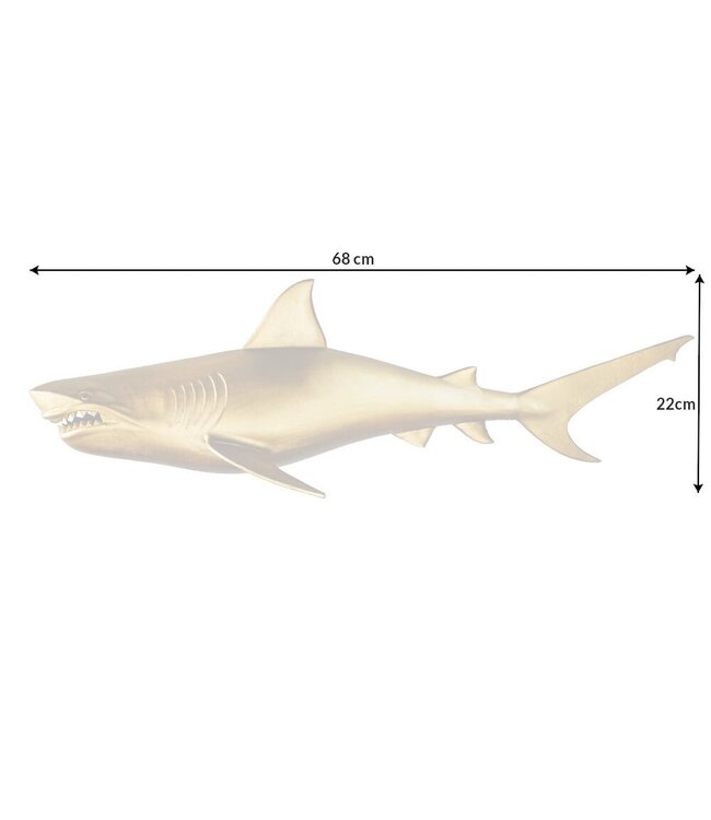 Invicta Interior Maritieme set van 2 wanddecoratie HAIE 68cm goud metalen handgemaakte haai design sculptuur - 42984