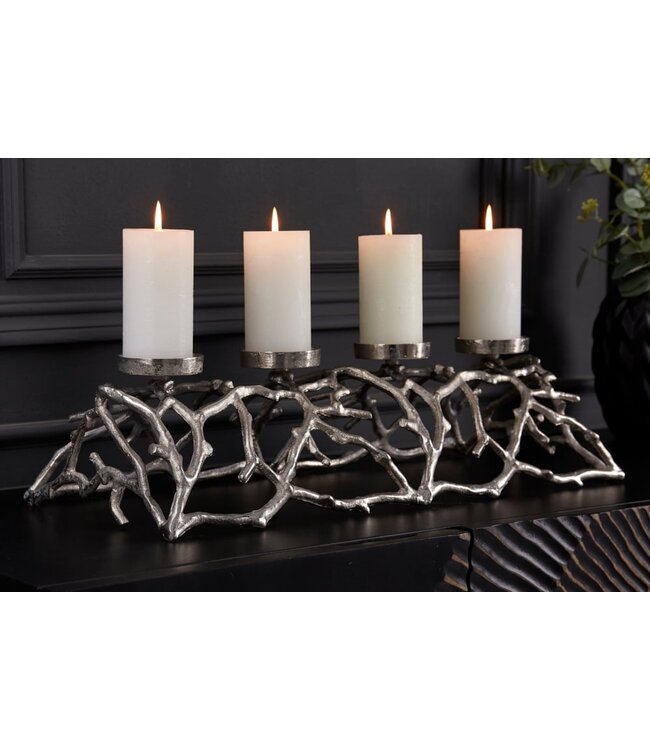 Invicta Interior Elegante kaarsenhouder ABSTRACT 60cm zilver voor 4 kaarsen - 41279