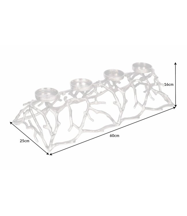 Invicta Interior Elegante kaarsenhouder ABSTRACT 60cm zilver voor 4 kaarsen - 41279