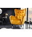 Invicta Interior Retro design fauteuil DON mosterdgeel fluweel veerkern zilveren voetdoppen - 42640