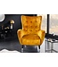 Invicta Interior Retro design fauteuil DON mosterdgeel fluweel veerkern zilveren voetdoppen - 42640