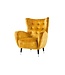 Invicta Interior Retro design fauteuil DON mosterdgeel fluweel veerkern zilveren voetdoppen - 42640