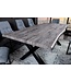 Invicta Interior Moderne eettafel WILD 160cm grijs gekalkt hout wild eiken design boomrand X-frame metalen poten - 43120