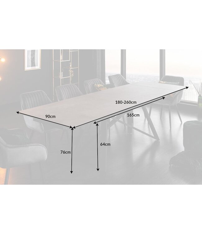 Invicta Interior Eettafel Atlas 180-220-260cm Beton-Optiek Keramiek/ 40840