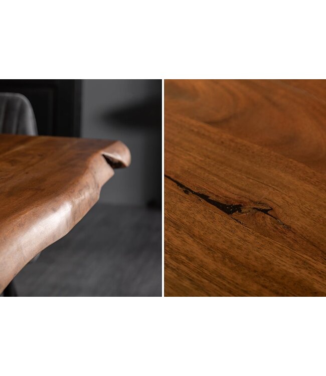 Invicta Interior Massief houten eettafel MAMMUT NATURE 180cm acacia honing afwerking boomrand 6cm tafelblad - 41607
