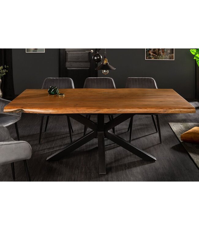 Invicta Interior Massief houten eettafel MAMMUT NATURE 180cm acacia honing afwerking boomrand 6cm tafelblad - 41607