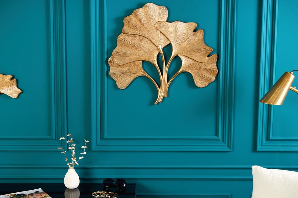 Invicta Interior Design wanddecoratie GINKGO 65cm goud metaal handgemaakt - 42031