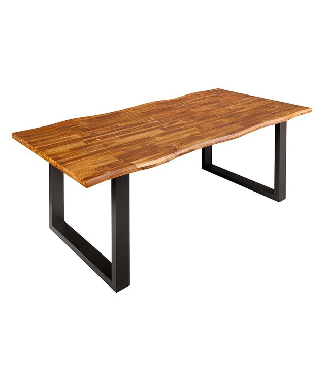 Invicta Interior Massief houten eettafel GENESIS 160cm naturel antraciet acaciaboomrand industrieel design - 42050