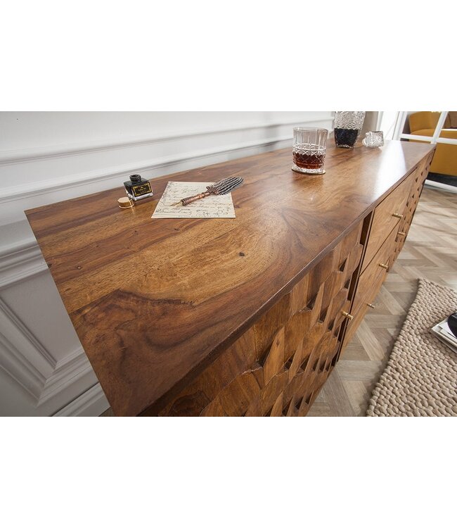 Invicta Interior Massief dressoir MYSTIC LIVING 145cm Sheesham naturel 3D oppervlak massief hout - 39742