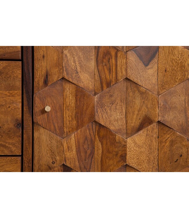 Invicta Interior Massief dressoir MYSTIC LIVING 145cm Sheesham naturel 3D oppervlak massief hout - 39742