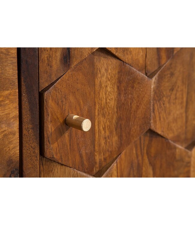 Invicta Interior Massief dressoir MYSTIC LIVING 145cm Sheesham naturel 3D oppervlak massief hout - 39742