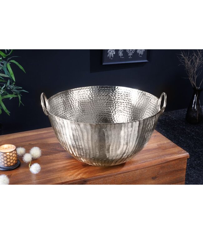 Invicta Interior Handgemaakte decoratieve kom ORIENT 40cm zilverkleurig metaal gehamerd ontwerp - 42238