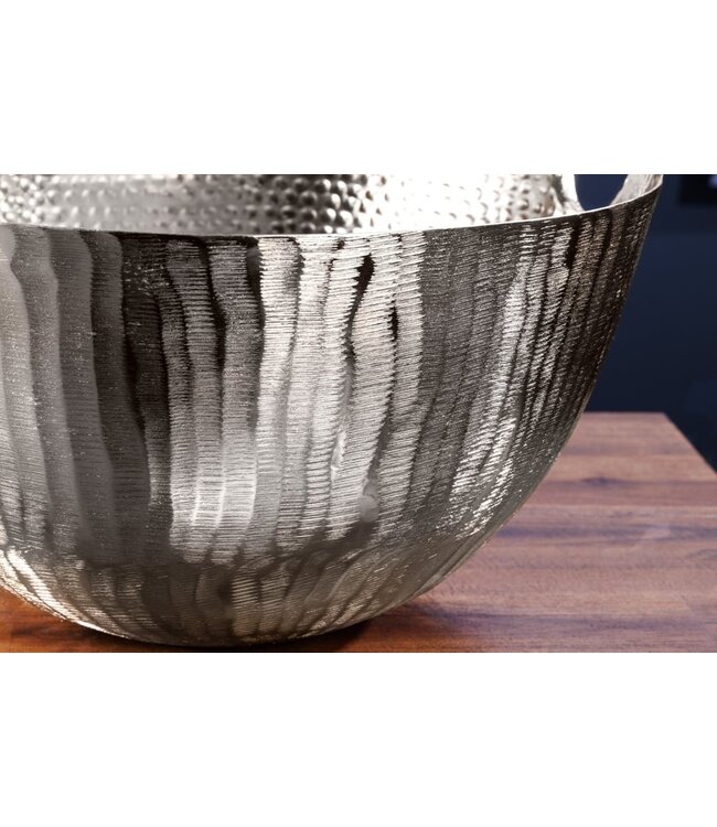 Invicta Interior Handgemaakte decoratieve kom ORIENT 40cm zilverkleurig metaal gehamerd ontwerp - 42238