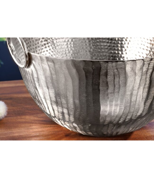 Invicta Interior Handgemaakte decoratieve kom ORIENT 40cm zilverkleurig metaal gehamerd ontwerp - 42238