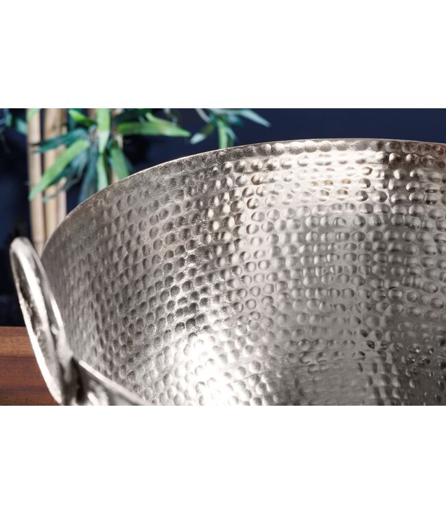 Invicta Interior Handgemaakte decoratieve kom ORIENT 40cm zilverkleurig metaal gehamerd ontwerp - 42238