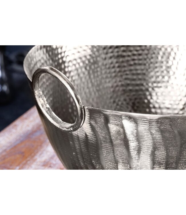 Invicta Interior Handgemaakte decoratieve kom ORIENT 40cm zilverkleurig metaal gehamerd ontwerp - 42238