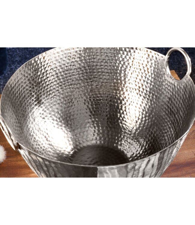 Invicta Interior Handgemaakte decoratieve kom ORIENT 40cm zilverkleurig metaal gehamerd ontwerp - 42238