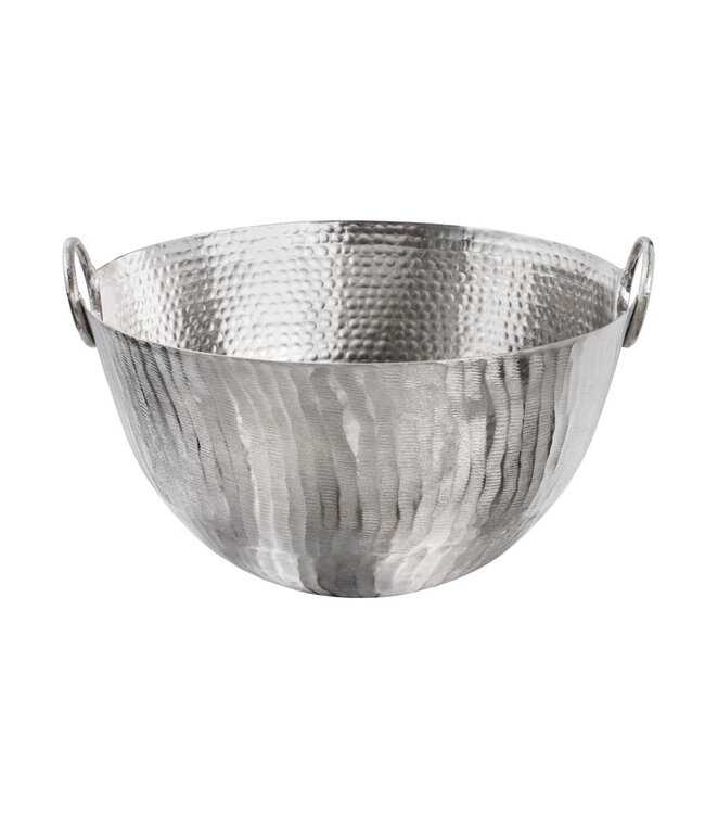 Invicta Interior Handgemaakte decoratieve kom ORIENT 40cm zilverkleurig metaal gehamerd ontwerp - 42238