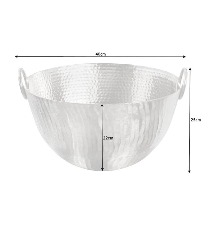 Invicta Interior Handgemaakte decoratieve kom ORIENT 40cm zilverkleurig metaal gehamerd ontwerp - 42238