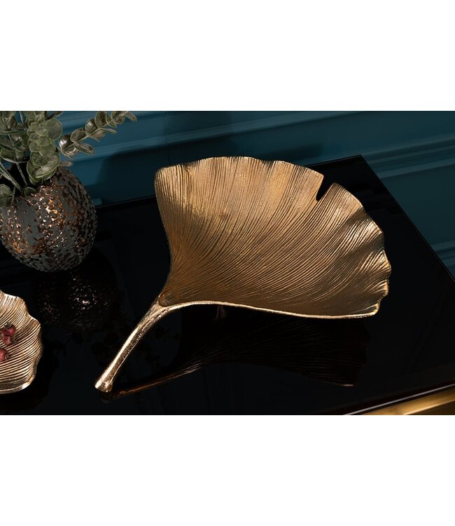 Invicta Interior Decoratieve kom GINKGO 42cm goud handgemaakt metaal - 41775