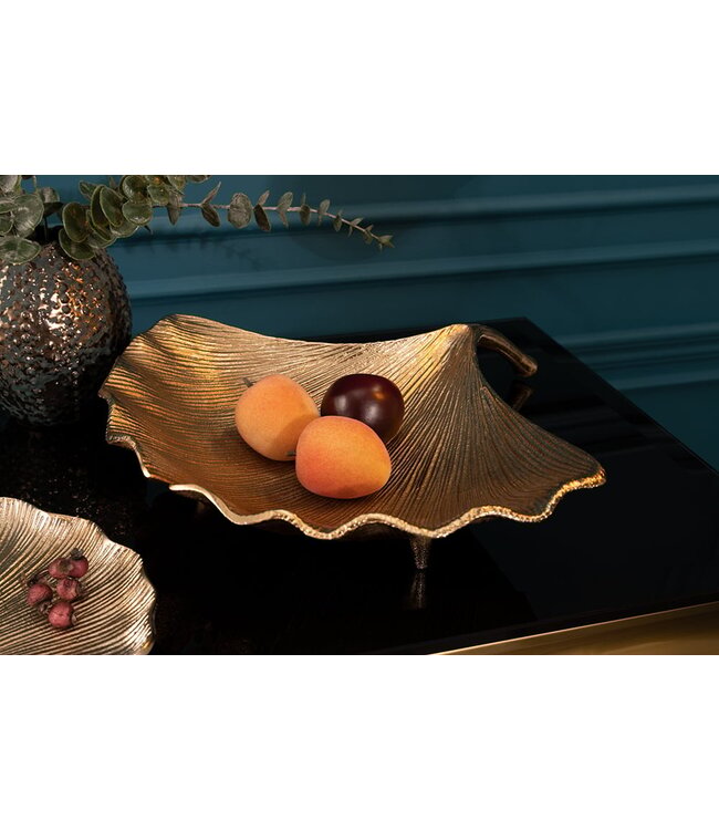 Invicta Interior Decoratieve kom GINKGO 42cm goud handgemaakt metaal - 41775