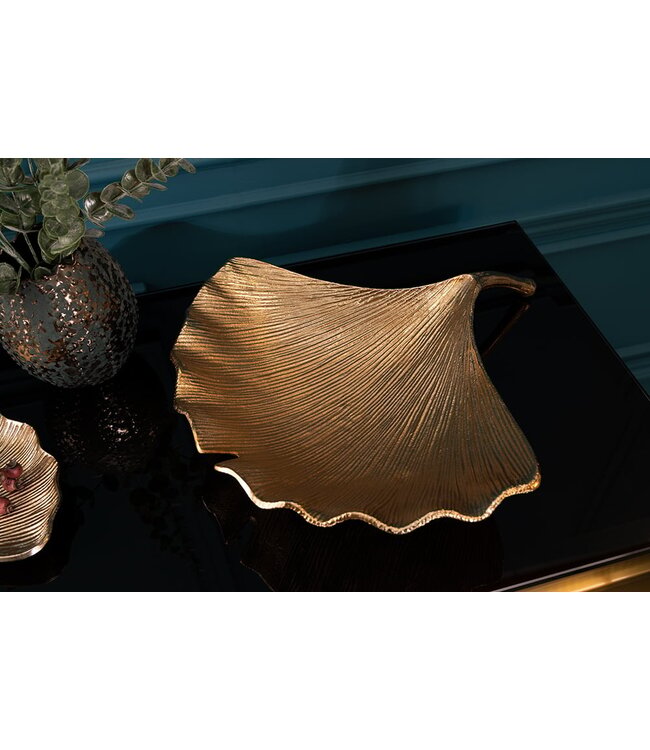Invicta Interior Decoratieve kom GINKGO 42cm goud handgemaakt metaal - 41775