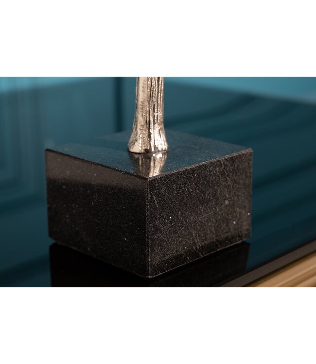 Invicta Interior Decoratief beeld GINKGO LEAF 44cm zilver handgemaakt metaal met marmeren voet - 41786