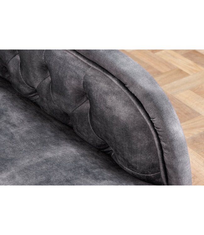 Invicta Interior Design reclamaire CHESTERFIELD 170cm grijs gestructureerde fluwelen knoopstiksel met klinknagels - 41253