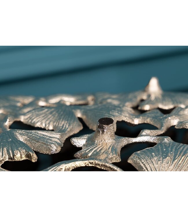 Invicta Interior Decoratieve kom GINKGO LEAFS 50cm zilver handgemaakt metaal - 41794
