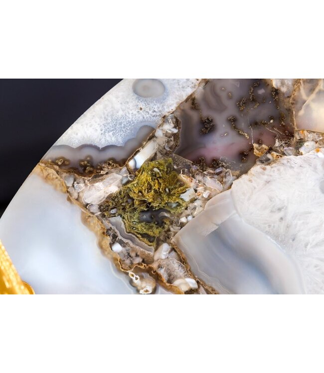 Invicta Interior Decoratief dienblad NOBLE 40cm edelsteen handgemaakte agaatkwarts gouden handvatten - 41558