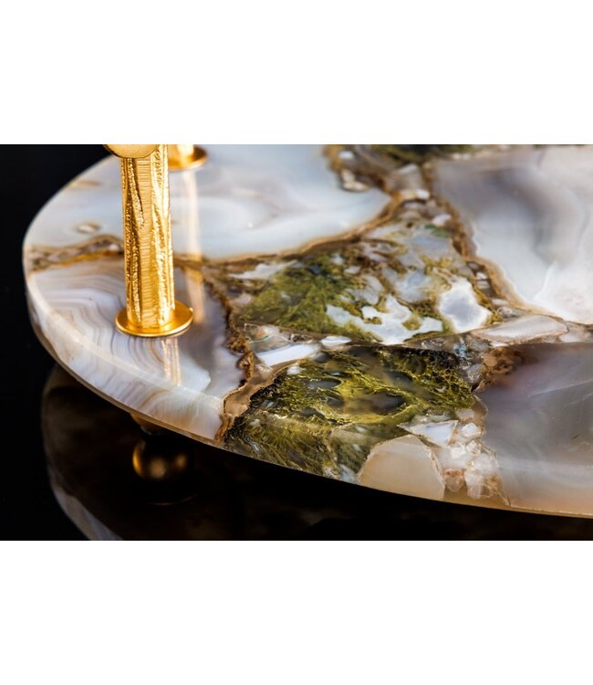 Invicta Interior Decoratief dienblad NOBLE 40cm edelsteen handgemaakte agaatkwarts gouden handvatten - 41558