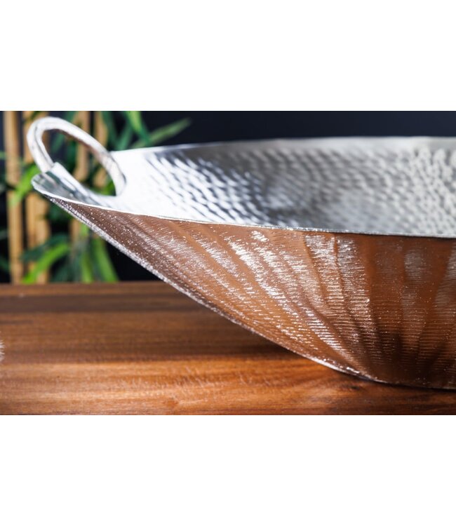 Invicta Interior Handgemaakte decoratieve kom ORIENT 55cm zilverkleurig metaal gehamerd ontwerp - 42236