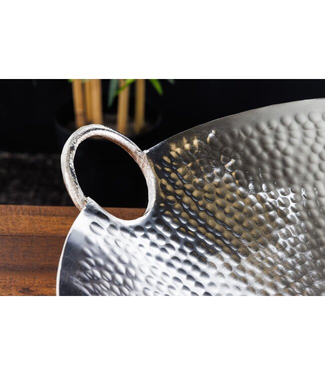 Invicta Interior Handgemaakte decoratieve kom ORIENT 55cm zilverkleurig metaal gehamerd ontwerp - 42236