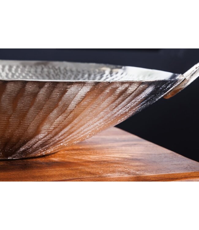 Invicta Interior Handgemaakte decoratieve kom ORIENT 55cm zilverkleurig metaal gehamerd ontwerp - 42236
