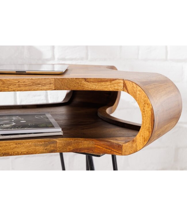 Invicta Interior Massief houten bureau ORGANIC LIVING 120cm Sheesham consoletafel met opbergruimte - 43074