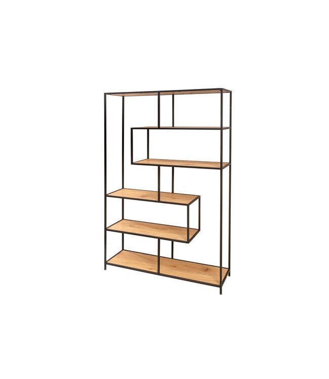 Invicta Interior industrieele boekenkast SLIM LINE 185x114cm wilde eik zwart zes planken - 42024
