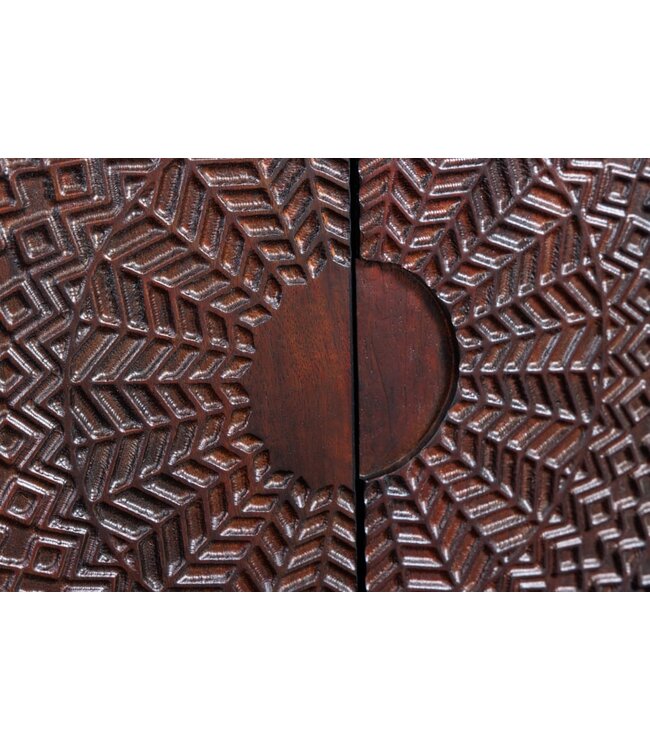 Invicta Interior Massief dressoir MANDALA 160cm mangohout zwart gouden poten - 41121