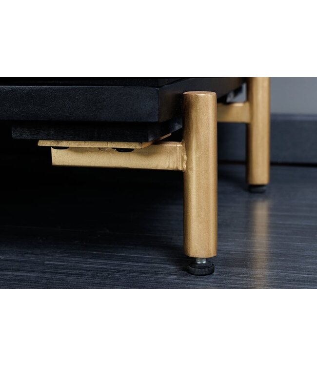 Invicta Interior Massief dressoir MANDALA 160cm mangohout zwart gouden poten - 41121