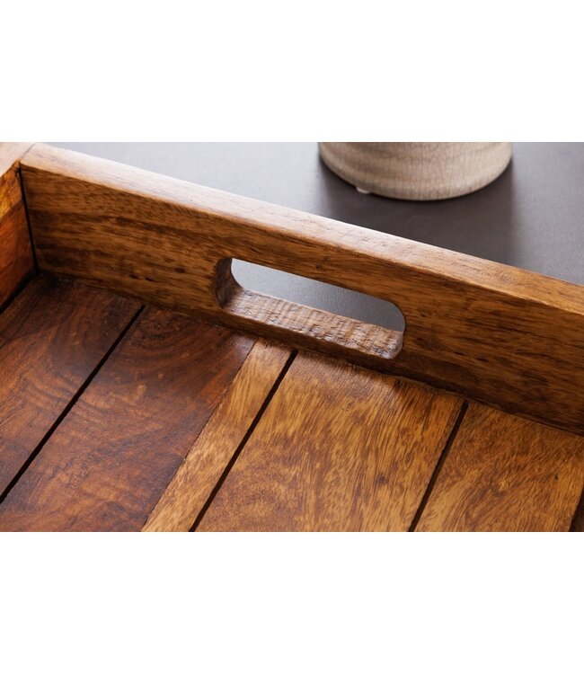 Invicta Interior Decoratief dienblad MAKASSAR 45 cm massief houten serveerplank met sheeshamsteenafwerking - 41120