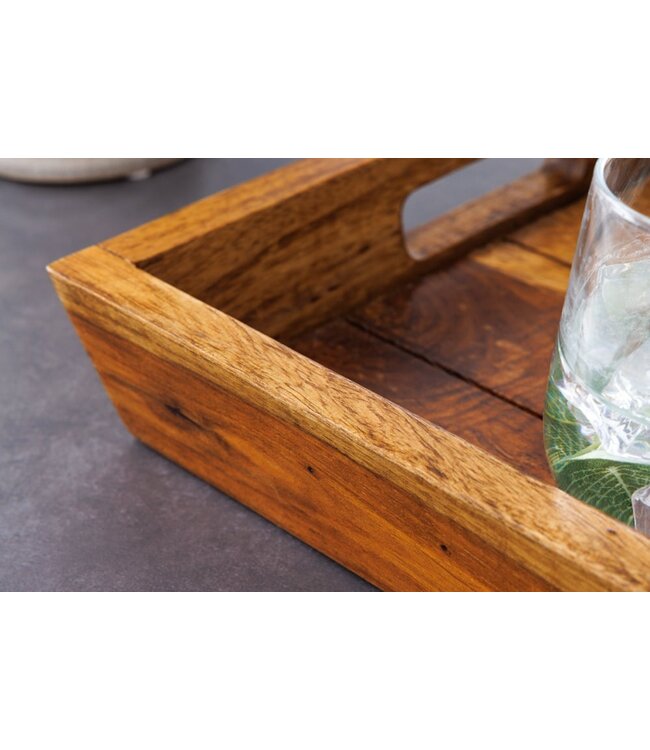 Invicta Interior Decoratief dienblad MAKASSAR 45 cm massief houten serveerplank met sheeshamsteenafwerking - 41120