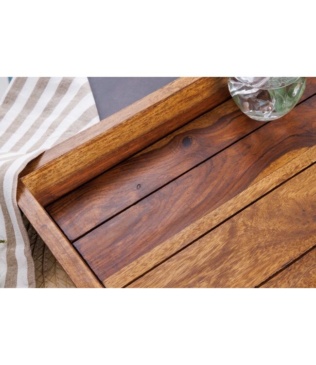 Invicta Interior Decoratief dienblad MAKASSAR 45 cm massief houten serveerplank met sheeshamsteenafwerking - 41120