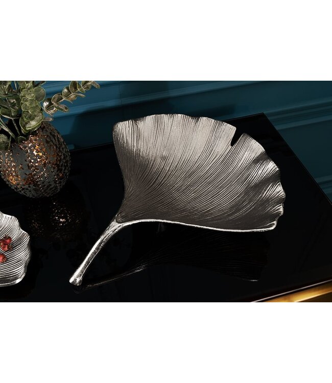 Invicta Interior Decoratieve kom GINKGO 42cm zilver handgemaakt metaal - 41776